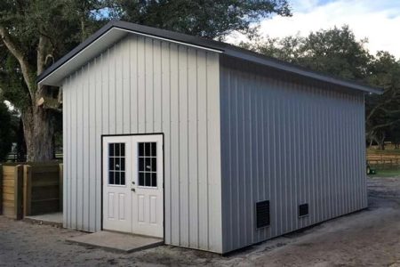 15' X 24' X 12' TIMBERCRAFT HAY AND FEED STORAGE BARN WITH SHAVINGS BIN MASARYKTOWN, FL