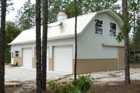 27' X 48' X 12' TIMBERCRAFT GAMBREL ROOF STYLE GARAGE WITH LOFT REAR VIEW BEVERLY HILLS, FL