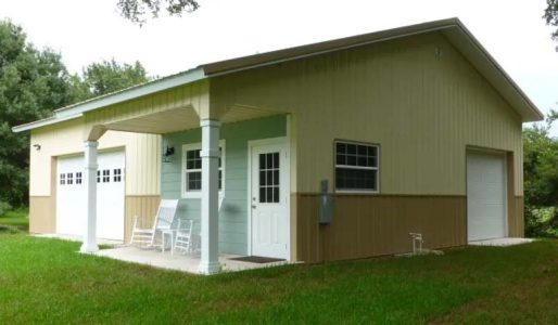 30' X 42' X 12' TIMBERCRAFT GARAGE AND SHOP BUILDING WITH 6' X 14' ENTRY PORCH MELBOURNE, FL