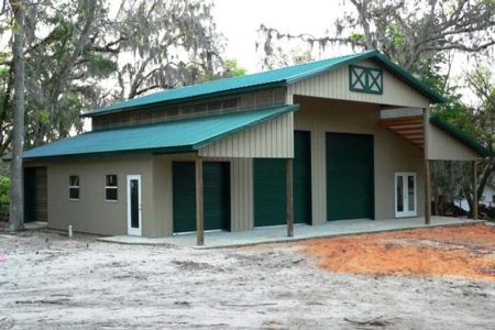 50' X 44' X 18'-10' TIMBERCRAFT LAKE COTTAGE, RV GARAGE & SHOP GROVELAND, FL