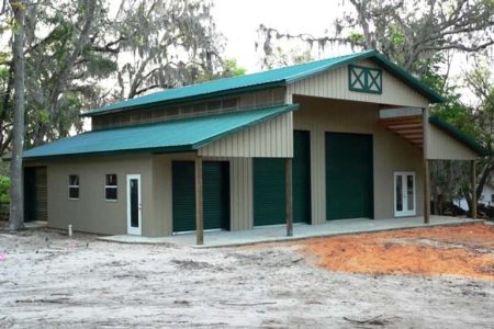 50' X 44' X 18'-10' TIMBERCRAFT LAKEFRONT RV GARAGE, SHOP & GUESTHOUSE GROVELAND, FL
