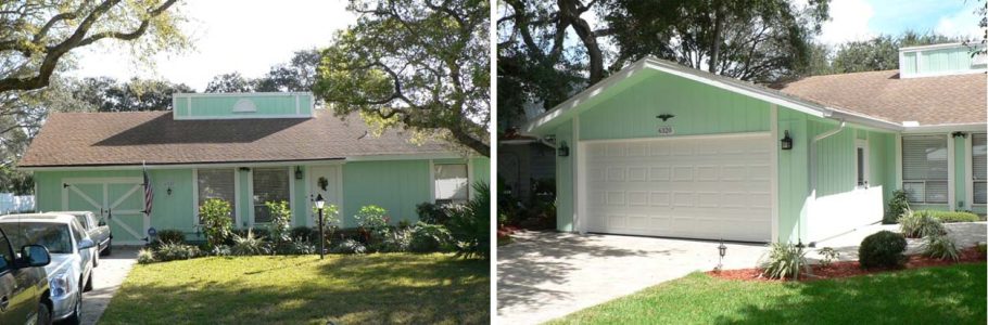 BEFORE & AFTER 20' X 20' X 9' TIMBERCRAFT GARAGE ADDITION SAINT AUGUSTINE, FL