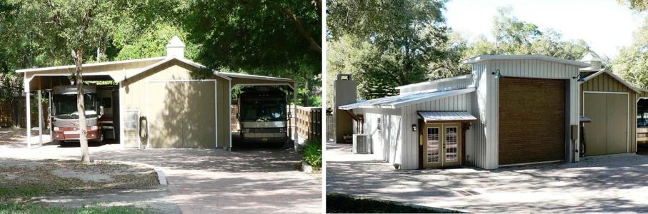 BEFORE & AFTER 2,220 SF TIMBERCRAFT CUSTOM RV GARAGE WITH RECREATION ROOM ADDITION