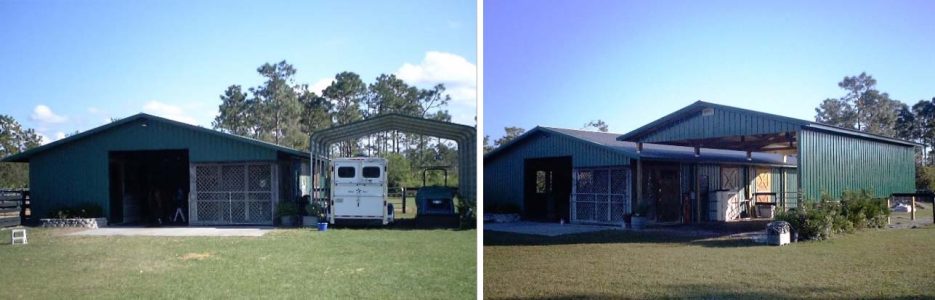 BEFORE & AFTER 24' X 36' X 12' TIMBERCRAFT TRAILER PORT ADDITION CHULOUTA, FL