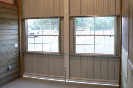 TIMBERCRAFT HORSE STABLE SPLIT SLIDING DOOR SYSTEM WITH WINDOWS, JAMB LOCKS & CENTER LATCH OPTION